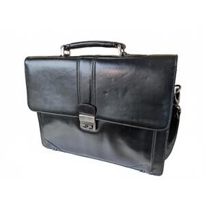 Rene Mancini China Leather Briefcase Laptop Bag 15in Black